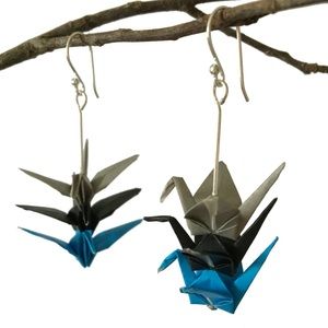 🆕🌸 Triple Paper Crane Earrings in Carolina Day